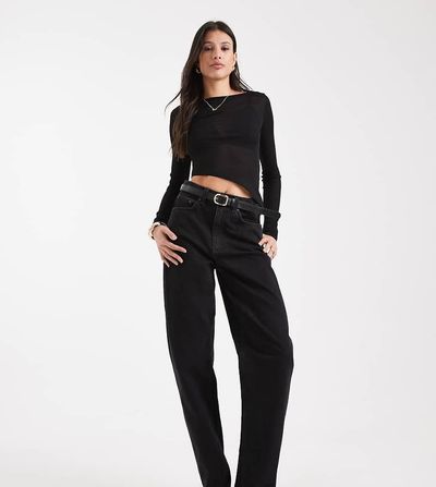 ASOS Tall ASOS DESIGN Tall slim barrel leg jeans in washed black