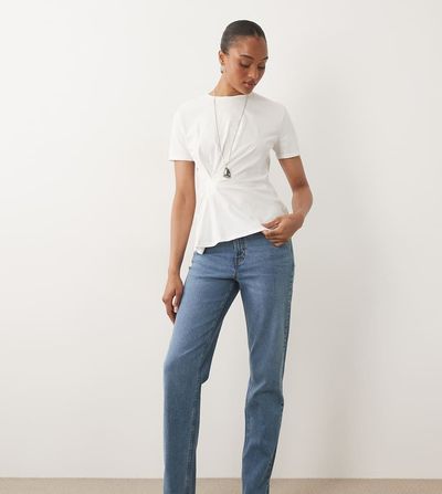 ASOS Tall ASOS DESIGN Tall slim fit mom jeans in light wash blue