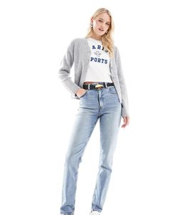 ASOS Tall ASOS DESIGN Tall slim fit mom jeans in mid blue