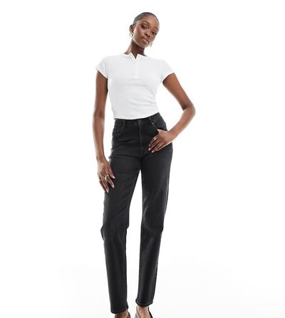 ASOS Tall ASOS DESIGN Tall slim fit mom jeans in washed black