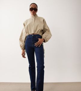 ASOS Tall ASOS DESIGN Tall slim straight leg jeans in dark wash blue-Navy