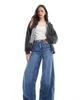 ASOS Tall ASOS DESIGN Tall soft palazzo jeans in mid wash blue - 1