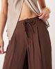 ASOS Tall ASOS DESIGN Tall soft texture wide leg pants with contrast stitch in chocolate-Brown - 3