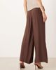 ASOS Tall ASOS DESIGN Tall soft texture wide leg pants with contrast stitch in chocolate-Brown - 4