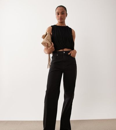 ASOS Tall ASOS DESIGN Tall straight wide leg jeans in black