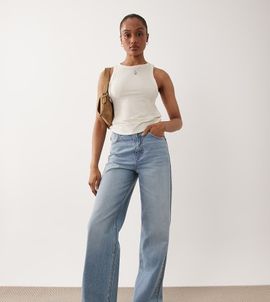 ASOS Tall ASOS DESIGN Tall straight wide leg jeans in light wash blue