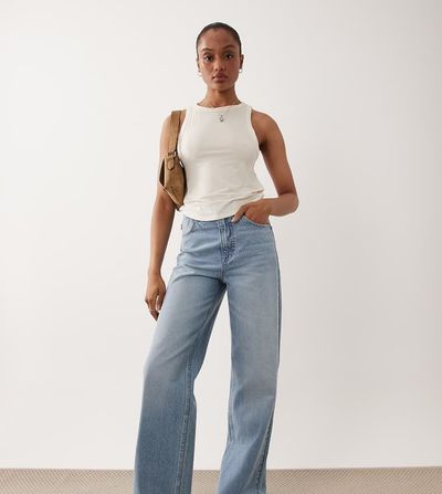 ASOS Tall ASOS DESIGN Tall straight wide leg jeans in light wash blue