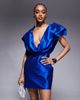 ASOS Tall ASOS DESIGN Tall structured plunge mini dress in cobalt blue-Navy - 4