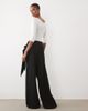 ASOS Tall ASOS DESIGN Tall supersoft drape tie side wide leg trouser in black - 3