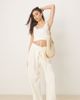 ASOS Tall ASOS DESIGN Tall tailored linen mix wrap tie pants in ivory-White - 1