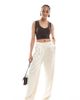 ASOS Tall ASOS DESIGN Tall tailored straight leg satin pants in ivory-White - 1