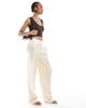 ASOS Tall ASOS DESIGN Tall tailored straight leg satin pants in ivory-White - 2