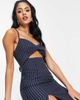 ASOS Tall ASOS DESIGN Tall twist detail midi dress in tailored stripe-Multi - 3