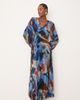 ASOS Tall ASOS DESIGN Tall twisted detail wrap front pleated midi dress in abstract navy-Multi - 1