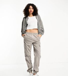ASOS Tall ASOS DESIGN Tall washed cargo pants with cuff hem in stone-No color