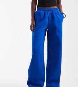 ASOS Tall ASOS DESIGN Tall wide leg brushback jogger in bright blue-Gray