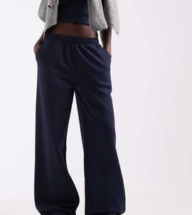 ASOS Tall ASOS DESIGN Tall wide leg brushback jogger in navy-Blue