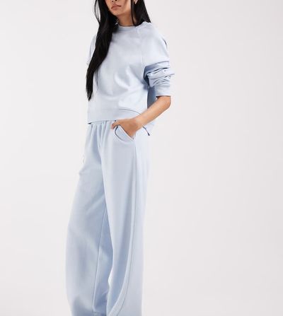 ASOS Tall ASOS DESIGN Tall wide leg brushback sweatpants in baby blue