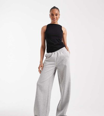 ASOS Tall ASOS DESIGN Tall wide leg brushback sweatpants in heather gray