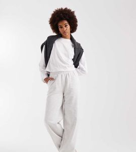 ASOS Tall ASOS DESIGN Tall wide leg brushback sweatpants in ice heather-Gray