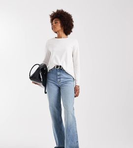 ASOS Tall ASOS DESIGN Tall wide leg dad jean in light vintage wash Circular Design Collection-Blue
