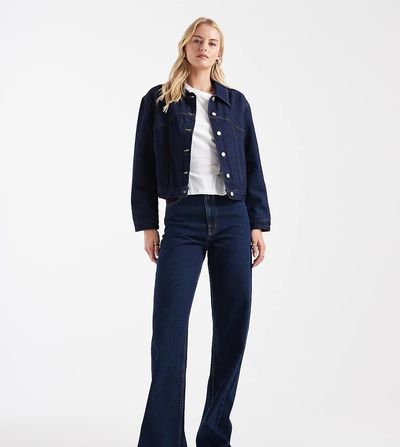 ASOS Tall ASOS DESIGN Tall wide leg dad jeans in rinse-Navy
