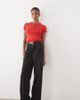 ASOS Tall ASOS DESIGN Tall wide leg jean with crease front and belt in black - 1