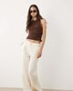 ASOS Tall ASOS DESIGN Tall wide leg linen blend pants with pleated detailing in cream-White - 1