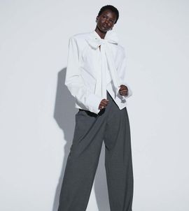 ASOS Tall TTYA LAB tailored pleated pants with waistband detail in gray