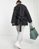 ASOS Weekend Collective ASOS Weekend Collective Curve clean belted padded coat with logo in black-Gray - 3