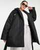 ASOS Weekend Collective ASOS Weekend Collective Curve clean belted padded coat with logo in black-Gray - 4