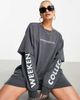 ASOS Weekend Collective ASOS Weekend Collective double layer T-shirt dress with logo in charcoal-Gray - 1
