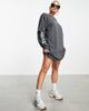 ASOS Weekend Collective ASOS Weekend Collective double layer T-shirt dress with logo in charcoal-Gray - 2