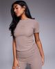 ASOS Weekend Collective Weekend Collective baby tee in mocha waffle knit-Brown - 1