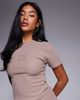 ASOS Weekend Collective Weekend Collective baby tee in mocha waffle knit-Brown - 4