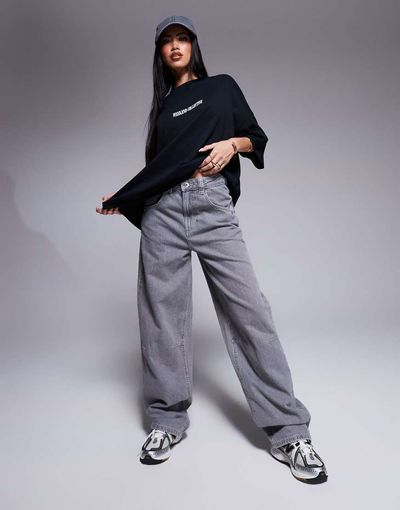 ASOS Weekend Collective Weekend Collective baggy barrel fit jeans in washed gray