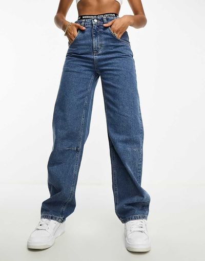 ASOS Weekend Collective Weekend Collective baggy fit jeans in mid blue wash