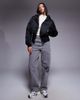 ASOS Weekend Collective Weekend Collective cropped padded coat with ribbed corseted waist detailing in black - 2