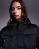 ASOS Weekend Collective Weekend Collective cropped padded coat with ribbed corseted waist detailing in black - 3
