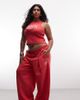 ASOS Weekend Collective Weekend Collective Curve barrel leg sweatpants with graphic in red - part of a set - 1