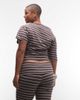 ASOS Weekend Collective Weekend Collective Curve off shoulder corset waist tee in striped print - part of a set-Multi - 3