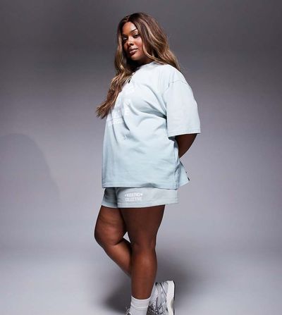 ASOS Weekend Collective Weekend Collective Curve shorts in ombre heart print in sage green - part of a set