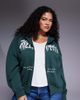 ASOS Weekend Collective Weekend Collective Curve zip through hoodie with mixed font graphic in green - 1