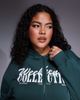 ASOS Weekend Collective Weekend Collective Curve zip through hoodie with mixed font graphic in green - 3
