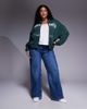 ASOS Weekend Collective Weekend Collective Curve zip through hoodie with mixed font graphic in green - 4