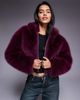 ASOS Weekend Collective Weekend Collective faux fur cropped coat in plum-Red - 1