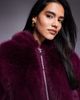 ASOS Weekend Collective Weekend Collective faux fur cropped coat in plum-Red - 3