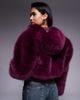 ASOS Weekend Collective Weekend Collective faux fur cropped coat in plum-Red - 4