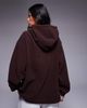ASOS Weekend Collective Weekend Collective heavyweight teddy hoodie with WCA sleeve graphic detail in chocolate-Brown - 4