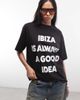ASOS Weekend Collective Weekend Collective Ibiza slogan oversized T-shirt in black - 1